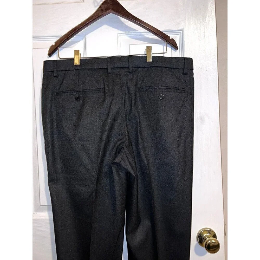 DKNY Mens Gray Stretch Elastic Waist Dress Pants Sz 36